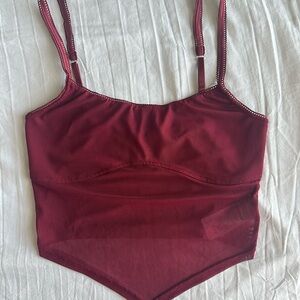 Edikted Red Mesh Corset Style Crop Top Tank